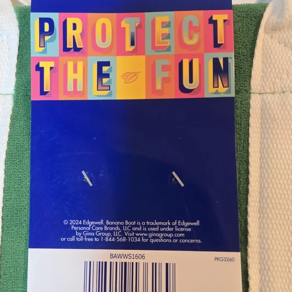 Banana Boat 3 Pc Beach Set Terry Cloth Large Tote Visor Wet Bag Green White - Picture 7 of 14